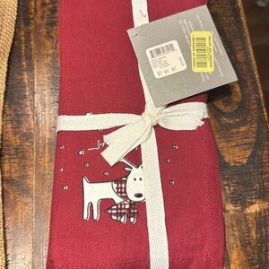 Festive Red Dog Print Kitchen Towel Set by Noble Excellence NWT
